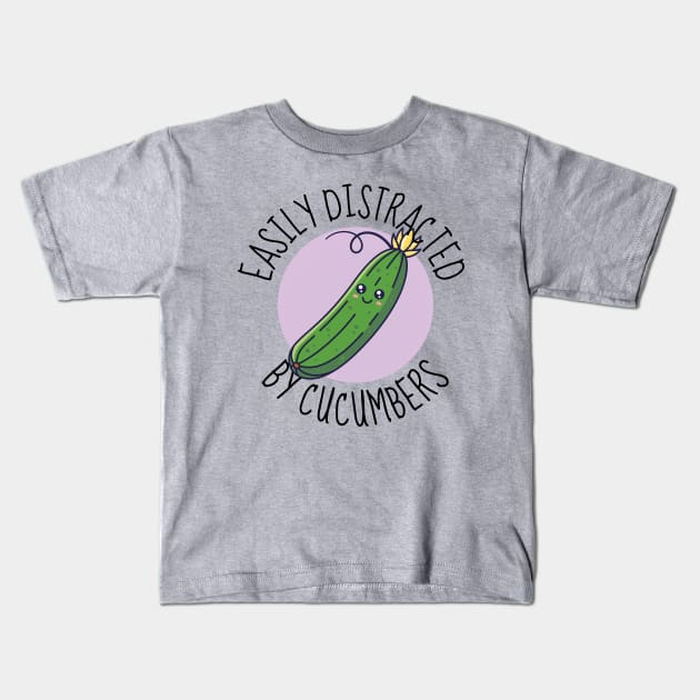 Easily Distracted By Cucumbers Funny Kids T-Shirt by DesignArchitect